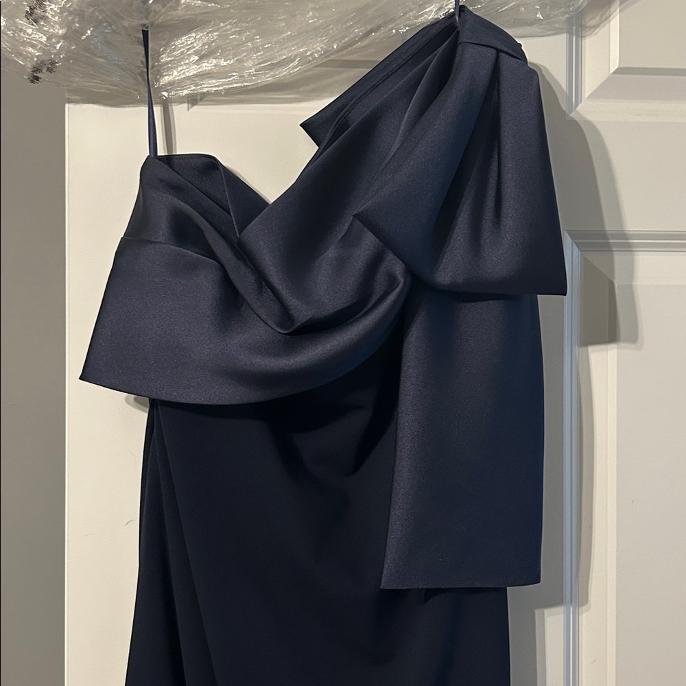 Betsy & Adam One Shoulder Navy Dress - Picture 7 of 7